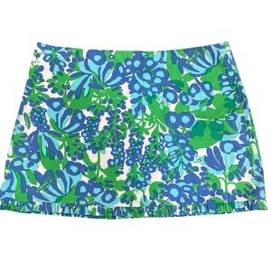Lilly Pulitzer Callie Mini Skirt 6 Bee in your Bonnet Green Blue‎ Floral Ruffle